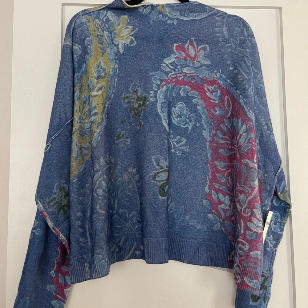 Anthropologie Cashmere Blue Floral-Pattern Women’s Sweater - Picture 1 of 4